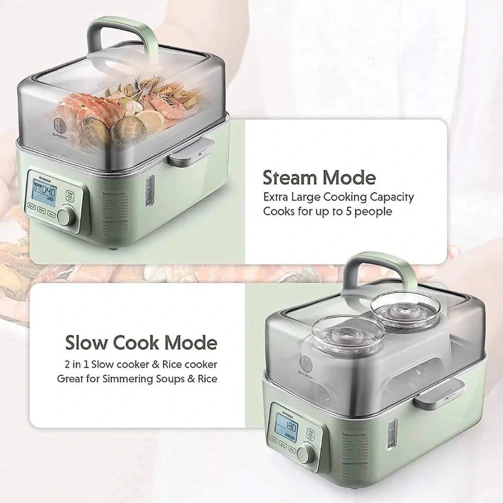 Buydeem G563-G501 Stainless Steel Electric Food Steamer in Mint Green Box NWOT